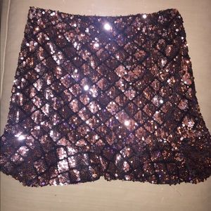 Forever 21 rose gold sequin skirt